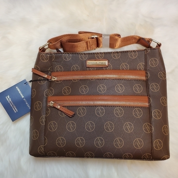 ADRIENNE Vittadini Double Zip Pocket Crossbody Bag NWT - Picture 4 of 7